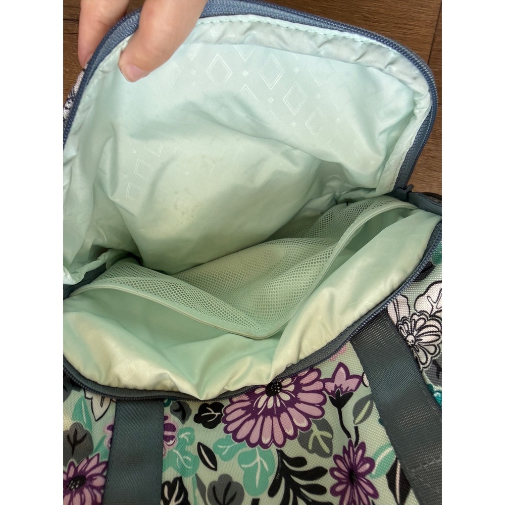 Vera Bradley Floral diaper bag Backpack Mint Purple Teal Canvas Multi-Pocket - Picture 9 of 16